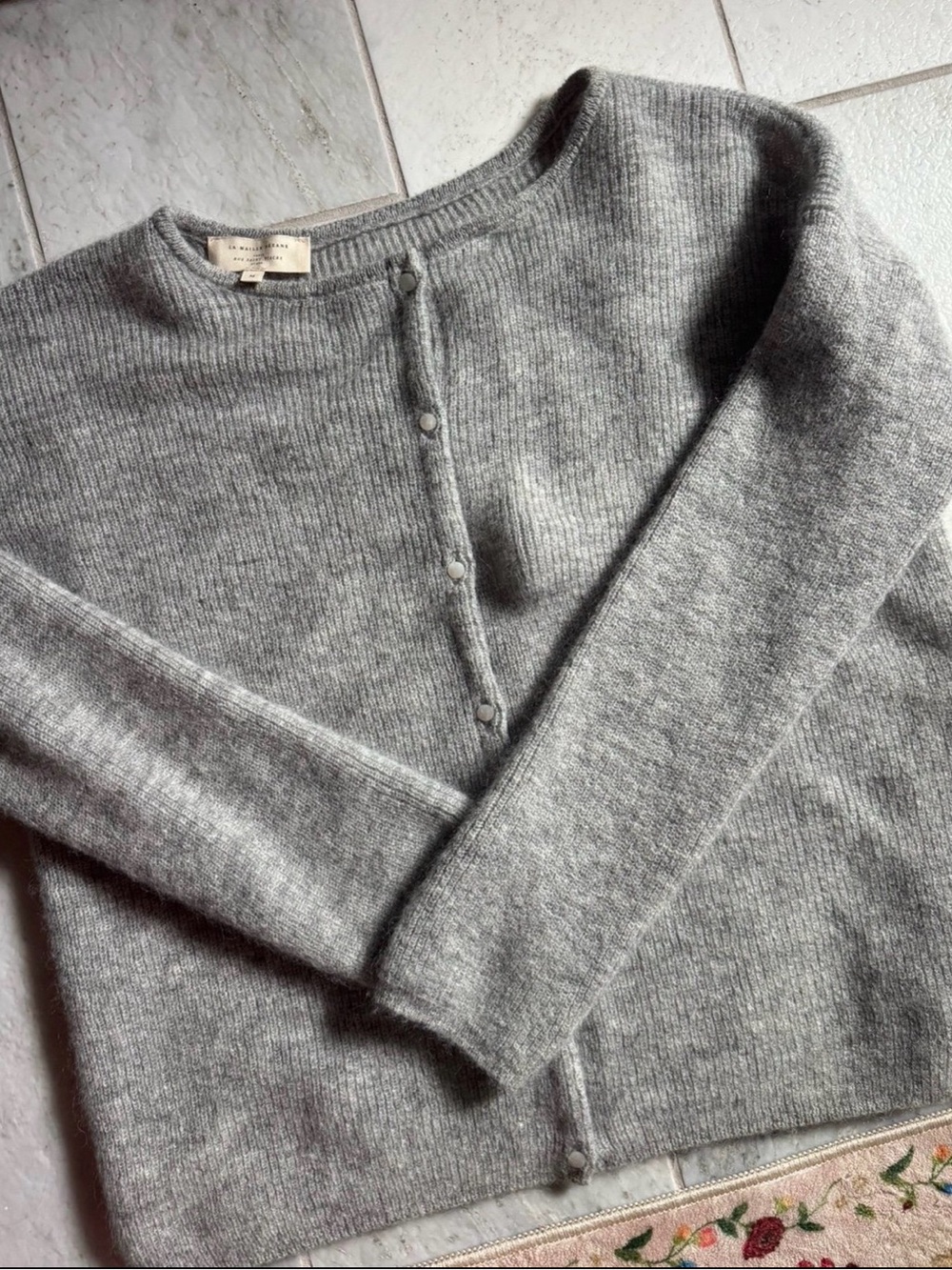 Sezane Gaspard Women's Grey Button-Front Knit Cardigan
